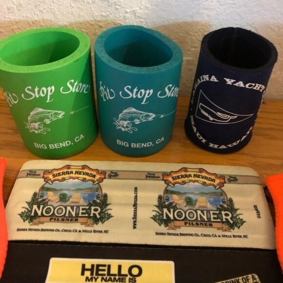 Collection of 8 beer koozies black orange rap around variety shapes sizes READ - Picture 2 of 5